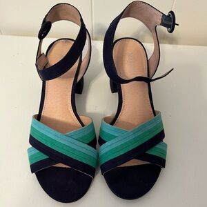 Xappeal Navy and Turquoise and Green Strappy Sandals